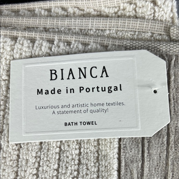 Bianca Portugal Bath Towel Set Tan Textured Soft 100% Cotton 2 Pc Set New - Picture 2 of 6